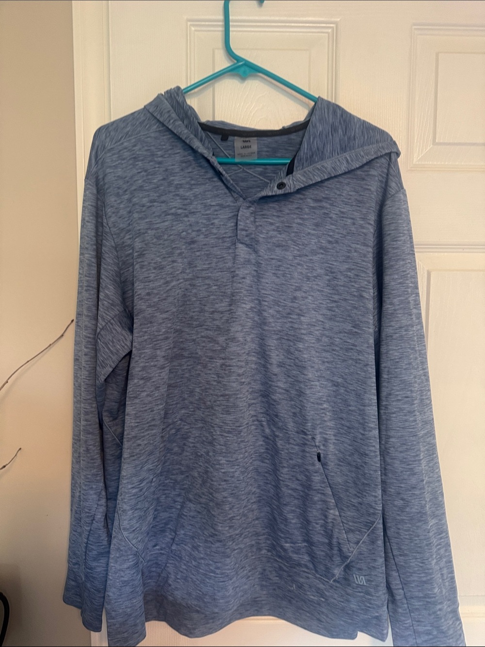 Men's Heather Blue Lightweight Hooded Pullover